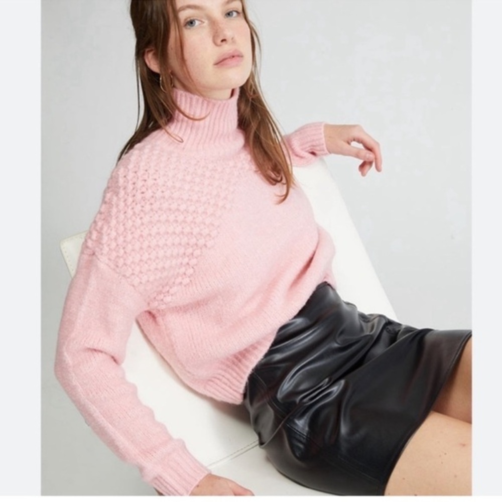 NWT Free People Bradley Turtleneck Sweater in bubble gum pink